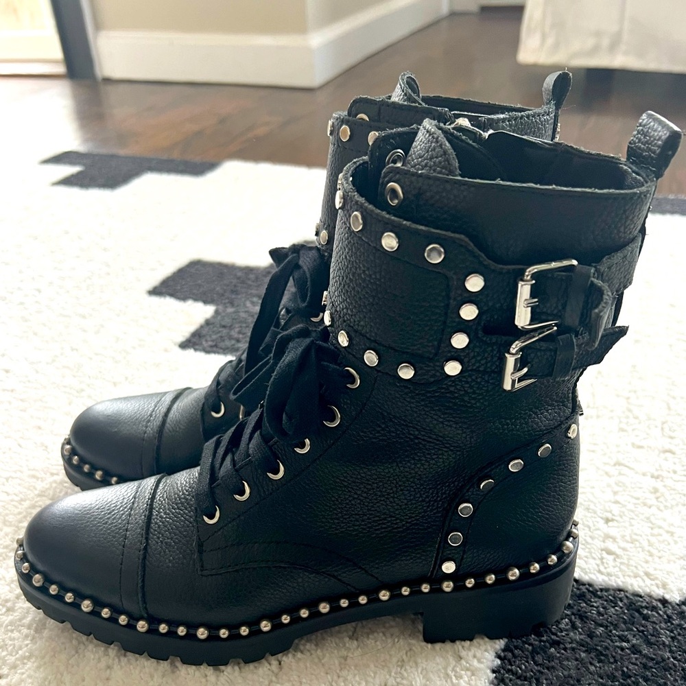Sam Edelman black leather studded combat boot. Hot! Size 7.5